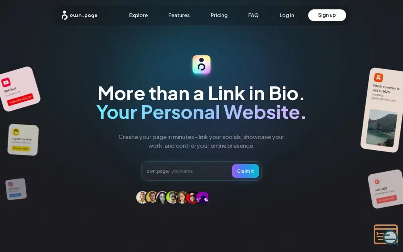 Screenshot of own.page