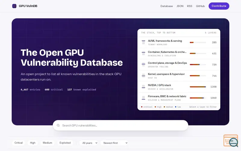 Screenshot of GPU VulnDB