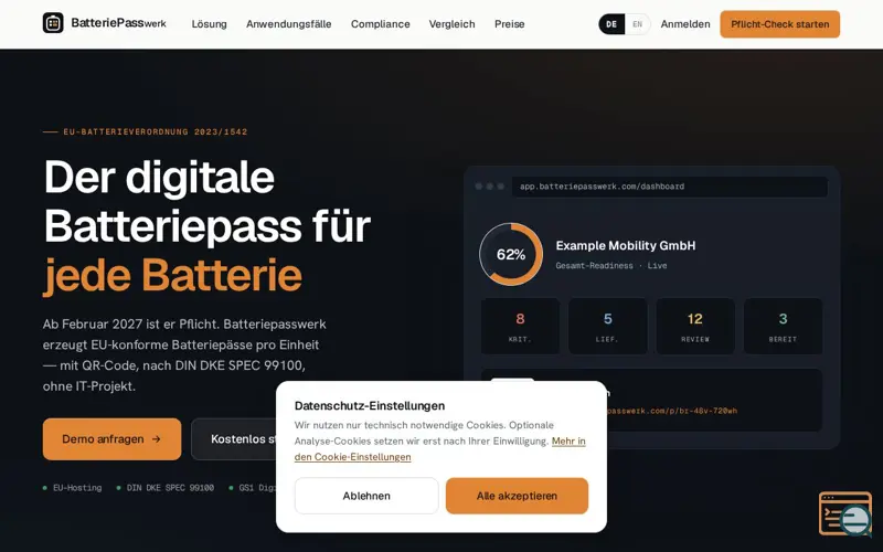 Screenshot of Batteriepasswerk