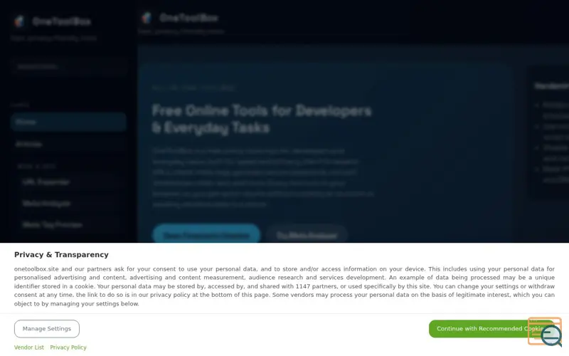 Screenshot of OneToolBox