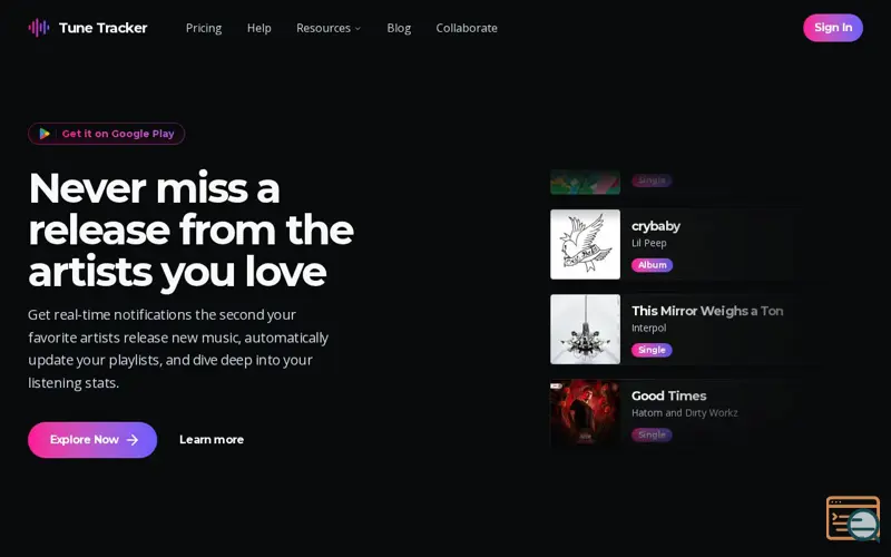 Screenshot of Tune Tracker