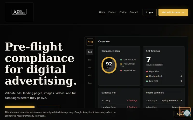 Screenshot of MakeReliable
