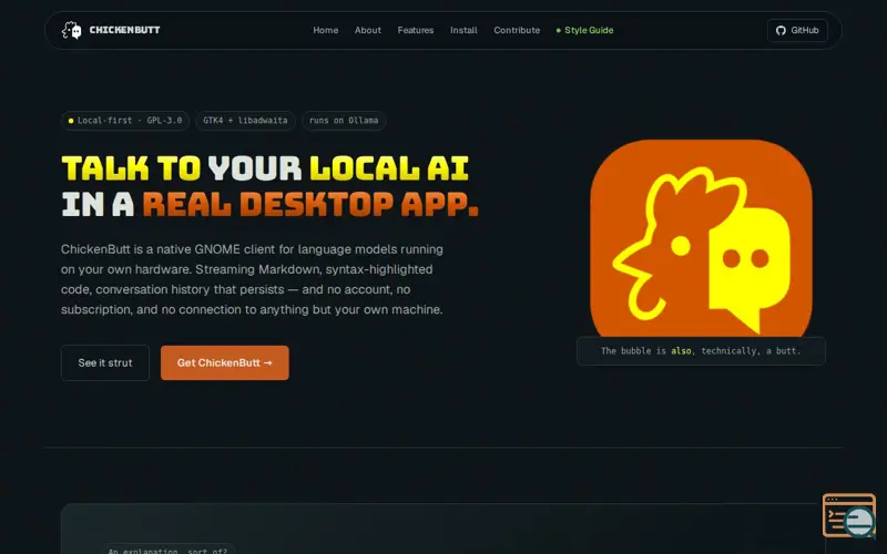 Screenshot of ChickenButt - Local AI Chat for Linux