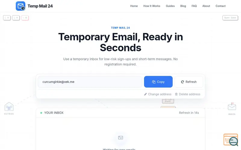 Screenshot of Temp Mail 24