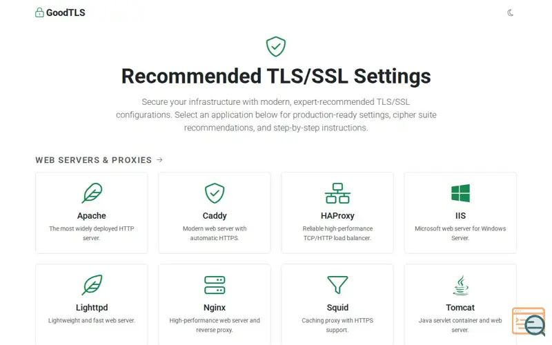 Screenshot of GoodTLS - Recommended TLS/SSL Settings