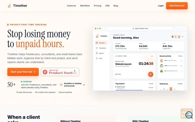 Screenshot of Timether