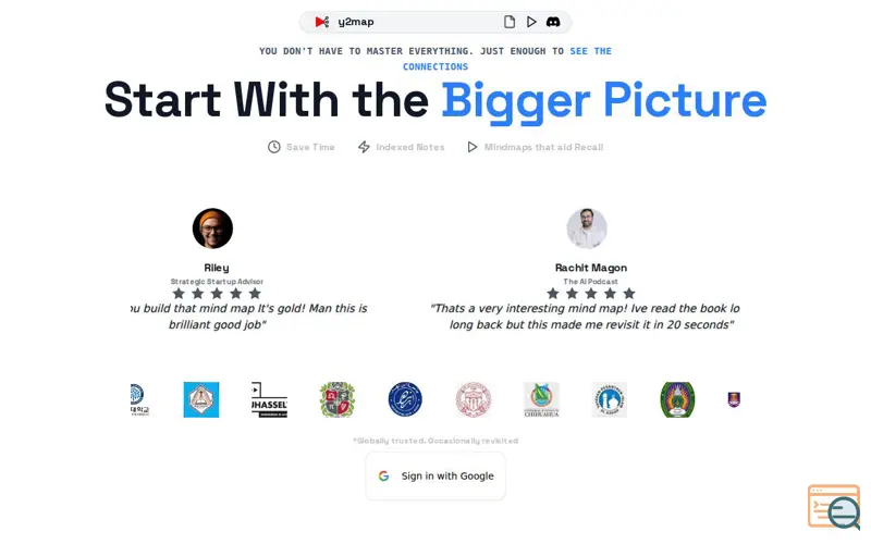 Screenshot of YouTube to Mind Map