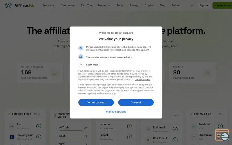 Screenshot of AffiliateJob