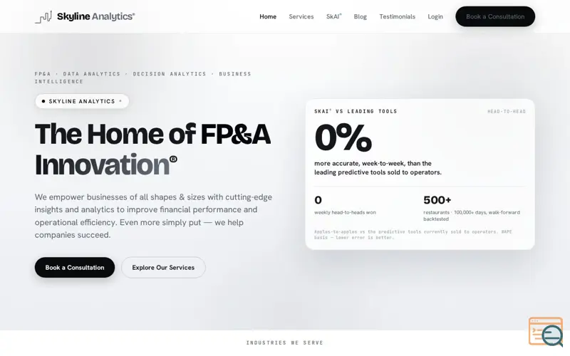 Screenshot of SkAI Predictive Suite — Restaurants