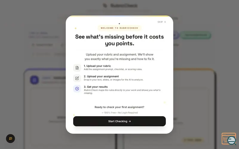 Screenshot of RubricCheck