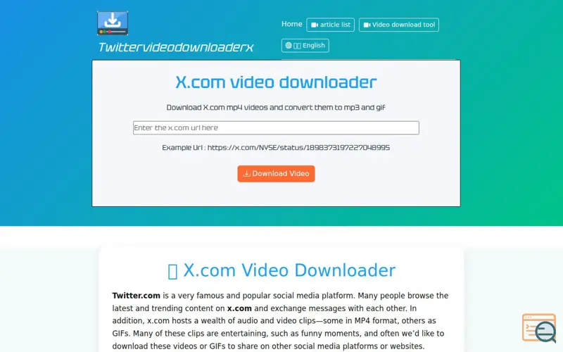 Screenshot of x.com Video Downloader, a launch using EmailOwl