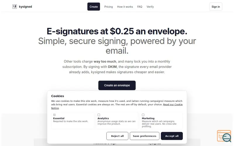 Screenshot of kysigned