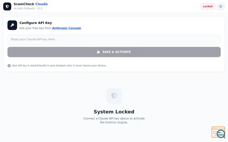 Screenshot of ScamCheck Claude
