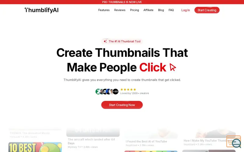Screenshot of Pro Thumbnail Inspirations