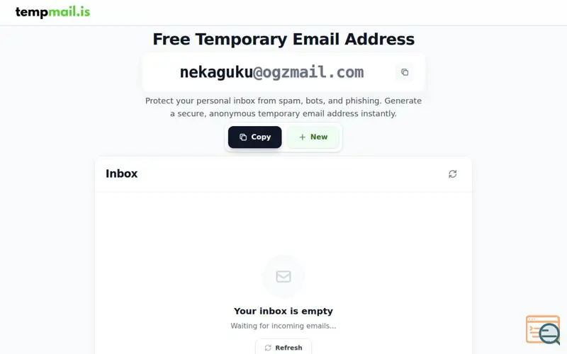 Screenshot of Temp Mail