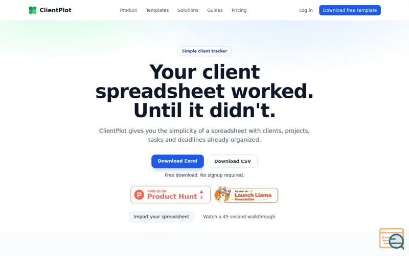 Screenshot of Client Tracker for Freelancers & Small Businesses | ClientPlot