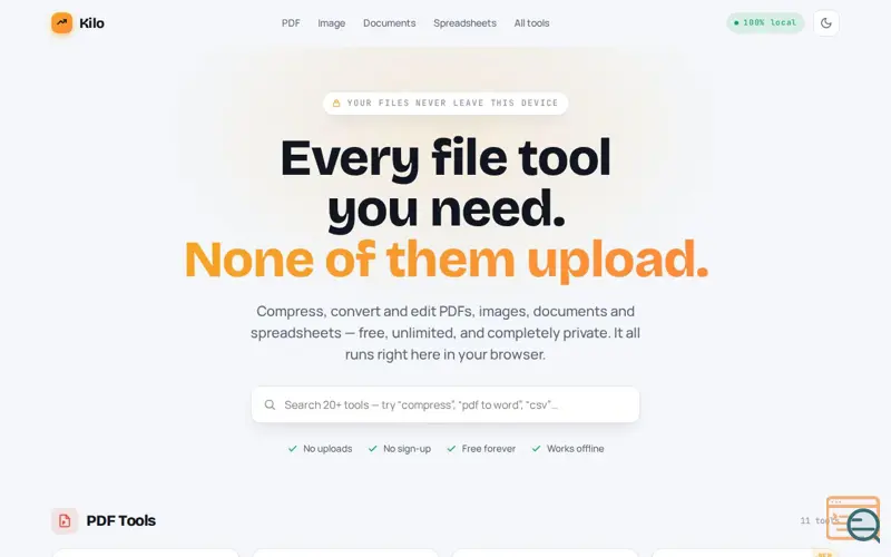 Screenshot of Kilo — Free File Tools