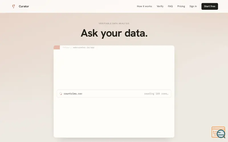 Screenshot of AskCurator