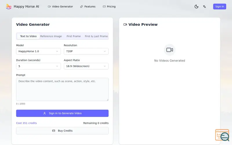 Screenshot of Happy Horse AI Video Generator, a launch using MKDollar