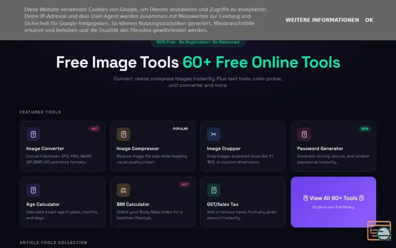Screenshot of 60+ Free Online Tools