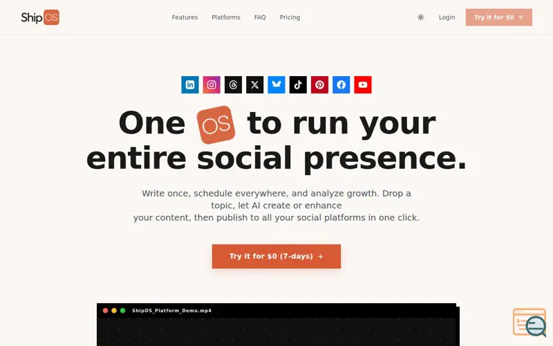 Screenshot of ShipOS