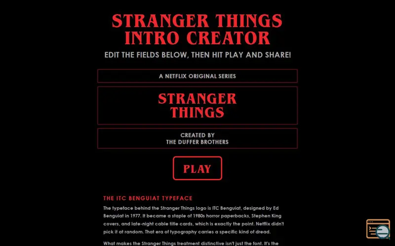 Screenshot of Stranger Things Intro Creator