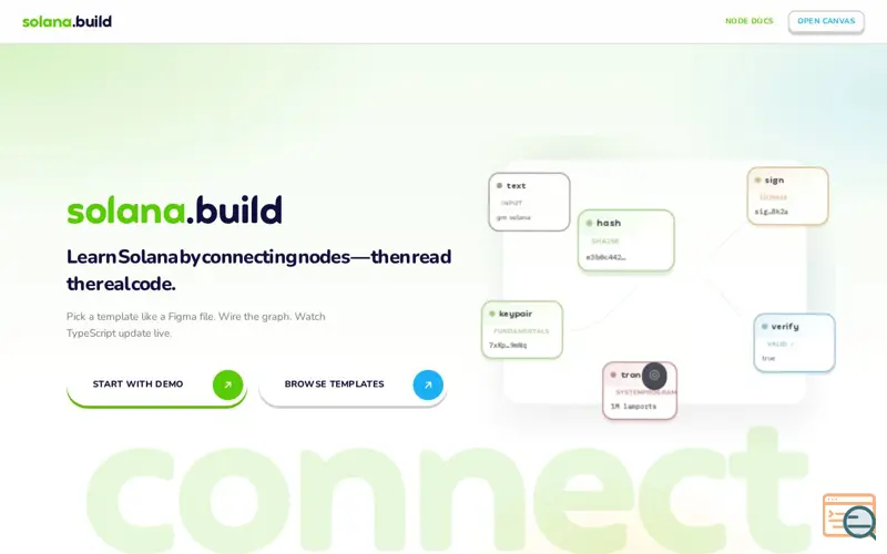 Screenshot of solana.build — learn Solana visually