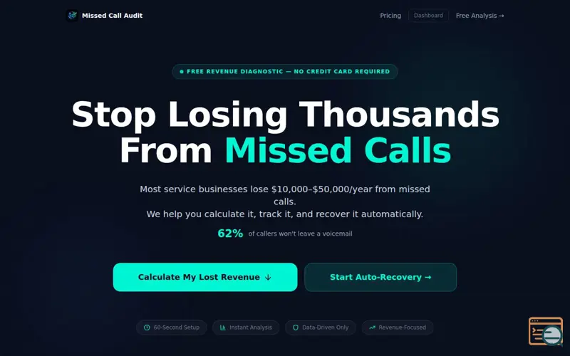 Screenshot of Missed Call Audit