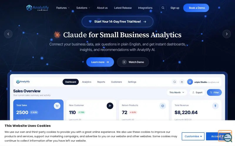 Screenshot of Analytify, a launch using Essential Addons for Elementor
