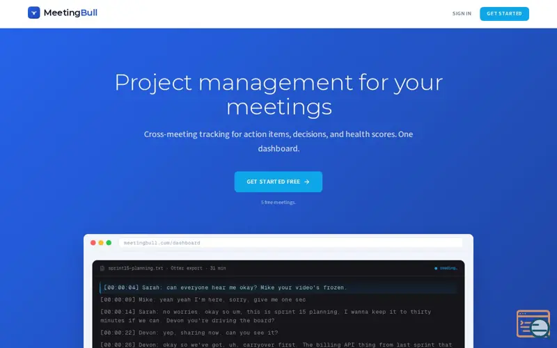 Screenshot of MeetingBull