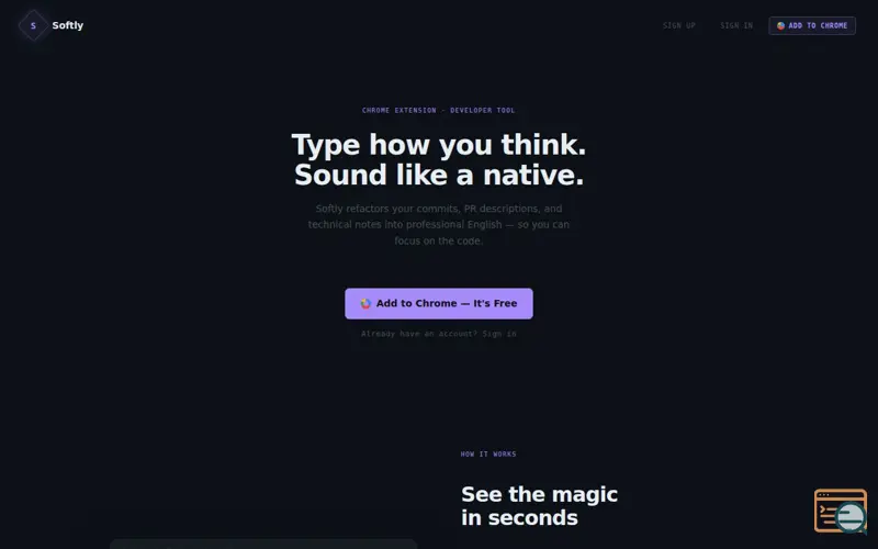 Screenshot of softly