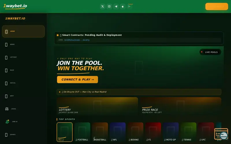 Screenshot of 1WAYBET, a launch using A2 Hosting