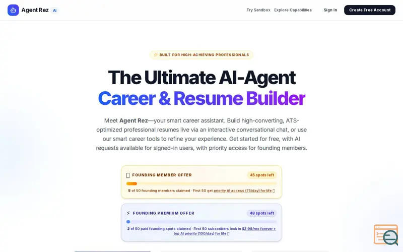 Screenshot of Agent Rez Ai