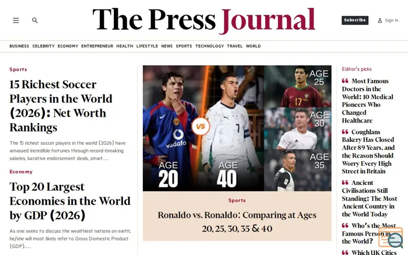 Screenshot of thepressjournal
