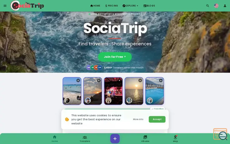 Screenshot of SociaTrip