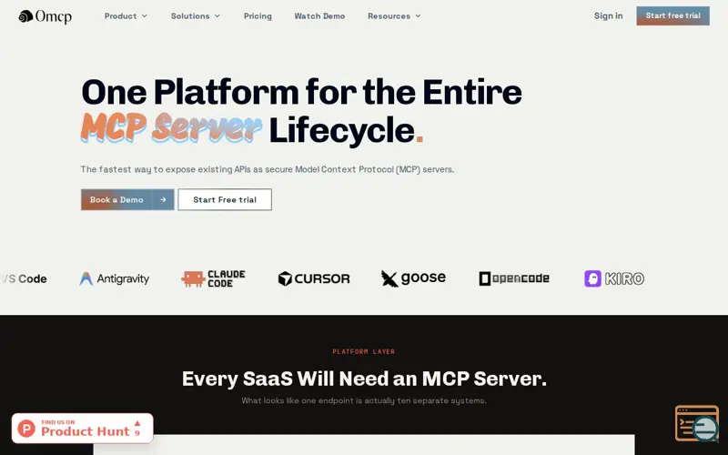 Screenshot of 0mcp | Host Your API as an MCP Server | 0mcp, a launch using Navattic