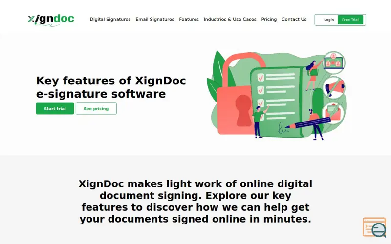 Screenshot of Features of XignDoc e-signature Software