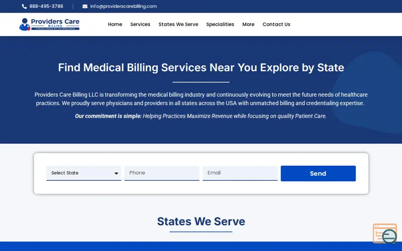 Screenshot of Providers Care Billing LLC