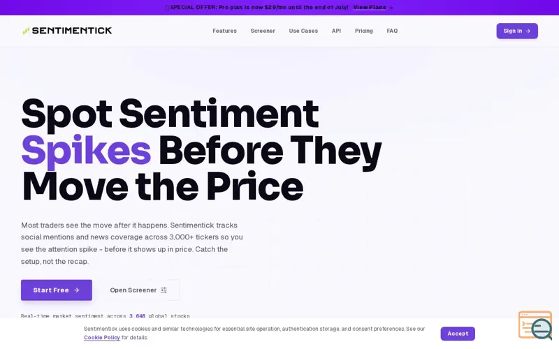 Screenshot of Sentimentick