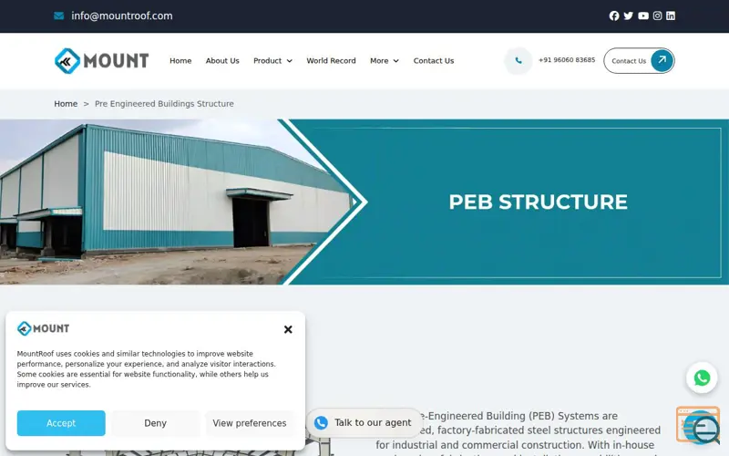 Screenshot of Mount Roofing & Structures Pvt Ltd