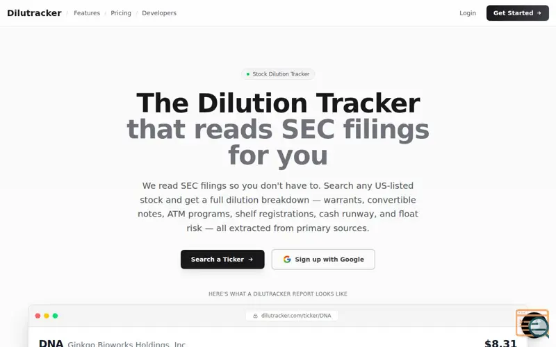 Screenshot of Dilutracker, a launch using Heyo