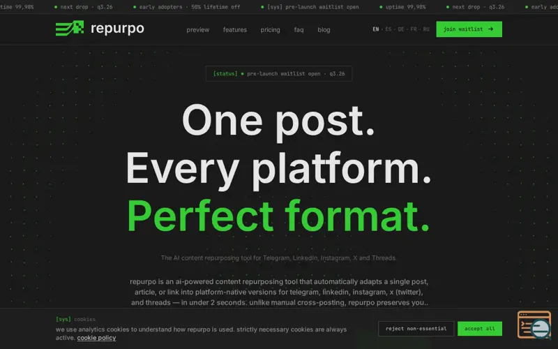 Screenshot of Repurpo