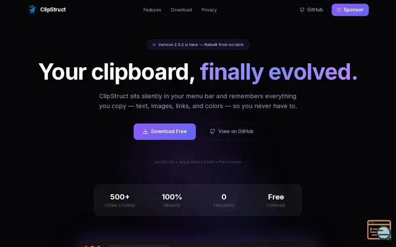 Screenshot of ClipStruct