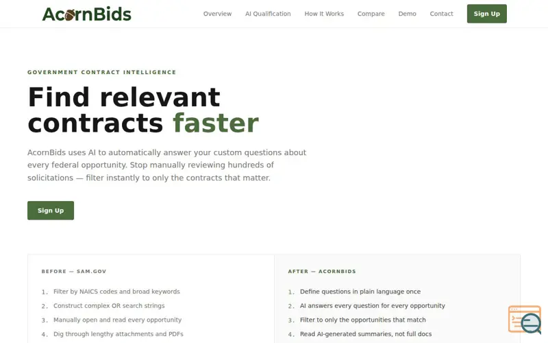 Screenshot of AcornBids