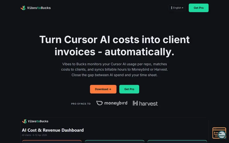 Screenshot of Vibes to Bucks - Bill AI cost to clients