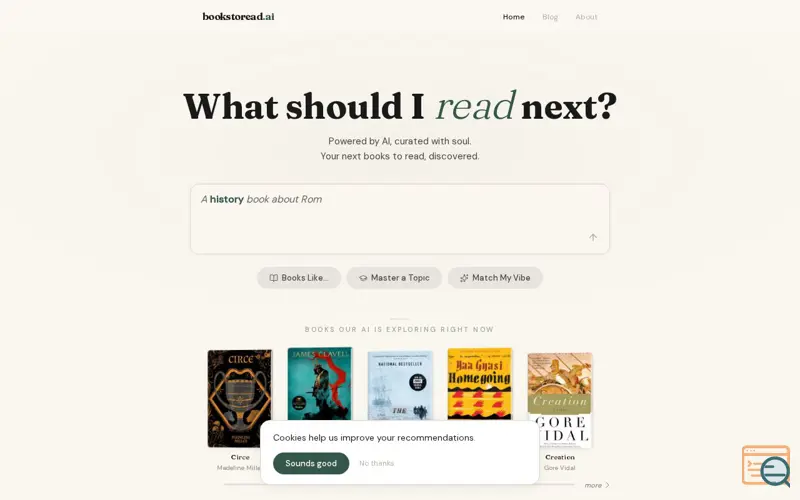 Screenshot of BookstoRead.ai, a launch using Internet Archive