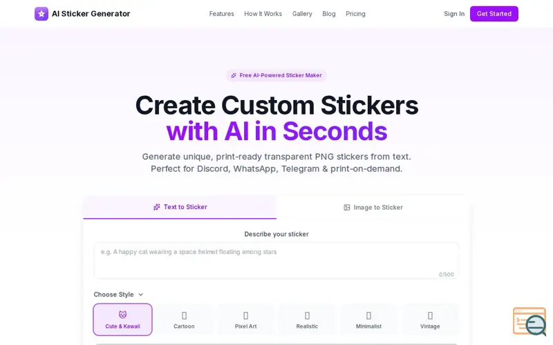 Screenshot of aisticker