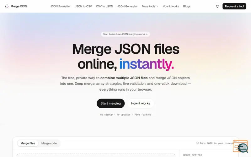 Screenshot of Merge JSON