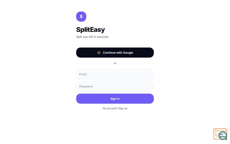 Screenshot of SplitEasy — Split bills in seconds