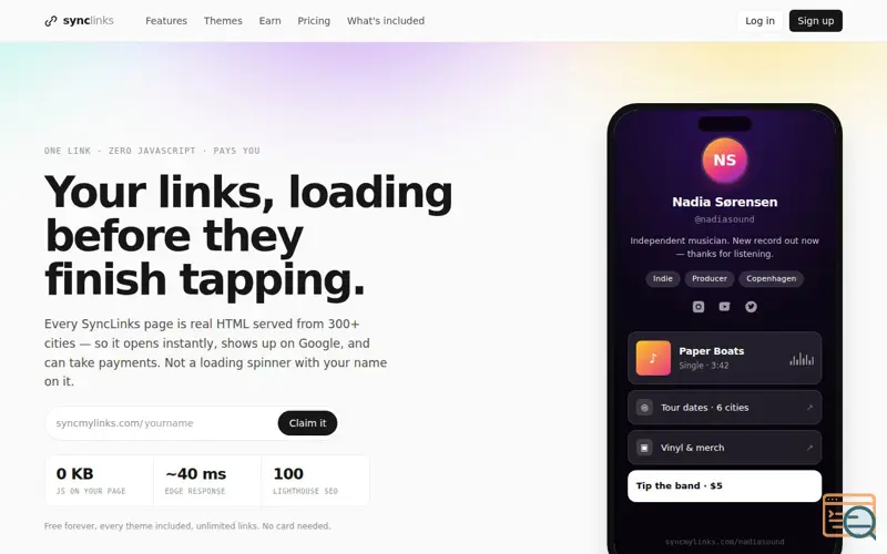 Screenshot of SyncLinks